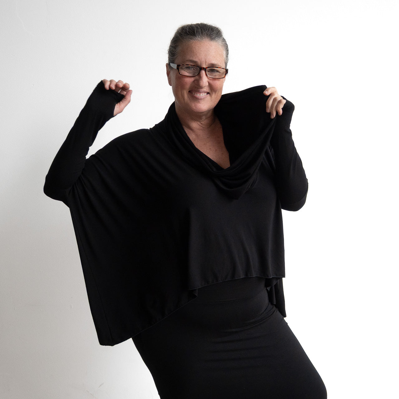 The Glider Poncho Tee by KOBOMO Bamboo - Cropped Length