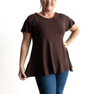 A-Line Tunic Tee by KOBOMO Bamboo - Flutter Sleeve