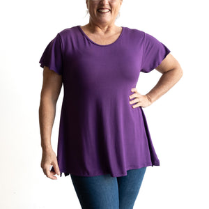 A-Line Tunic Tee by KOBOMO Bamboo - Flutter Sleeve