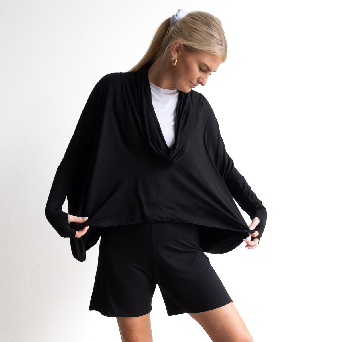The Glider Poncho Tee by KOBOMO Bamboo - Cropped Length