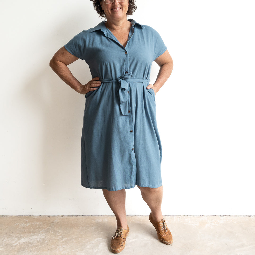 Be My Cotton Shirt Dress by KOBOMO Cotton Classics