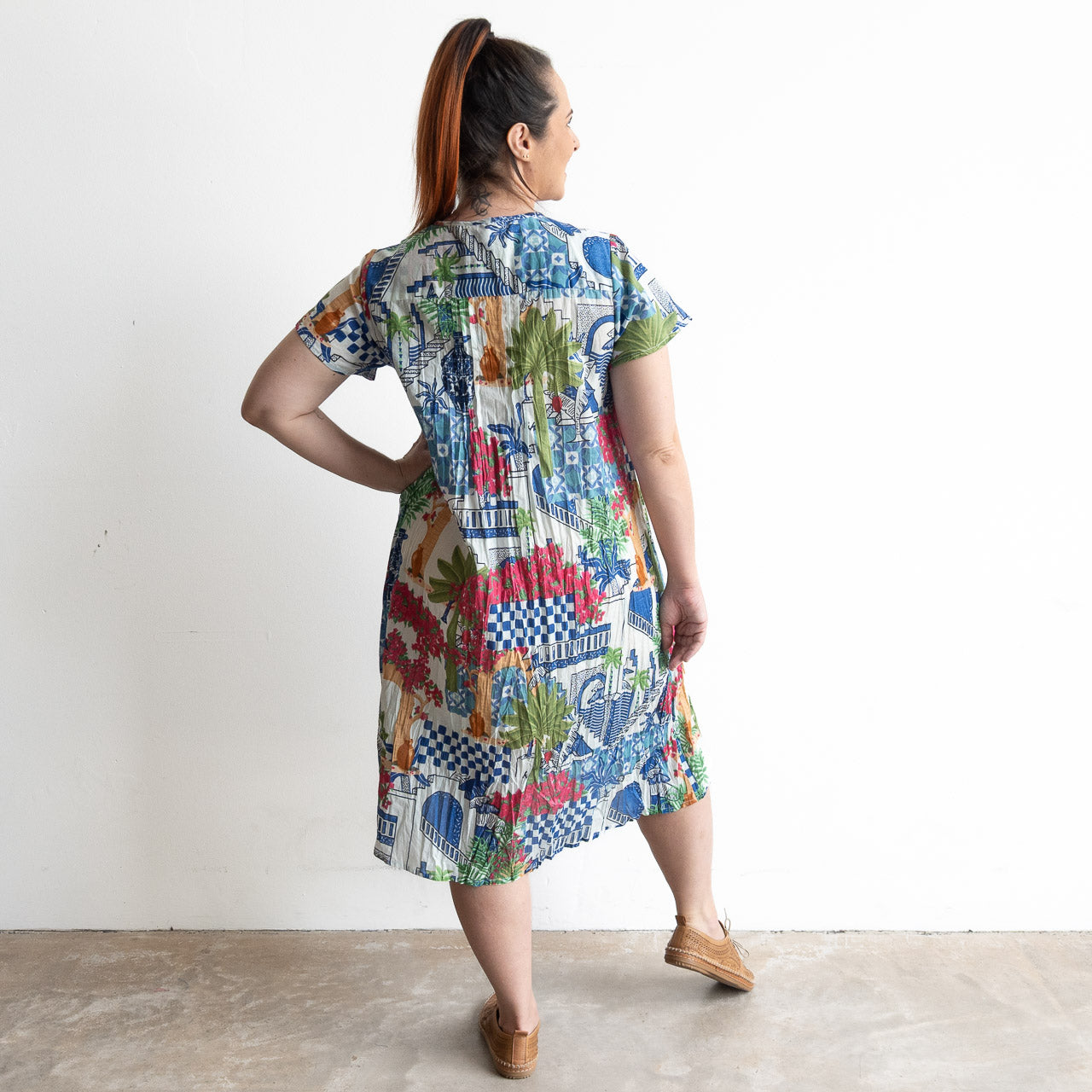 Be The Sunshine Cotton Dress - Greek Island Blue