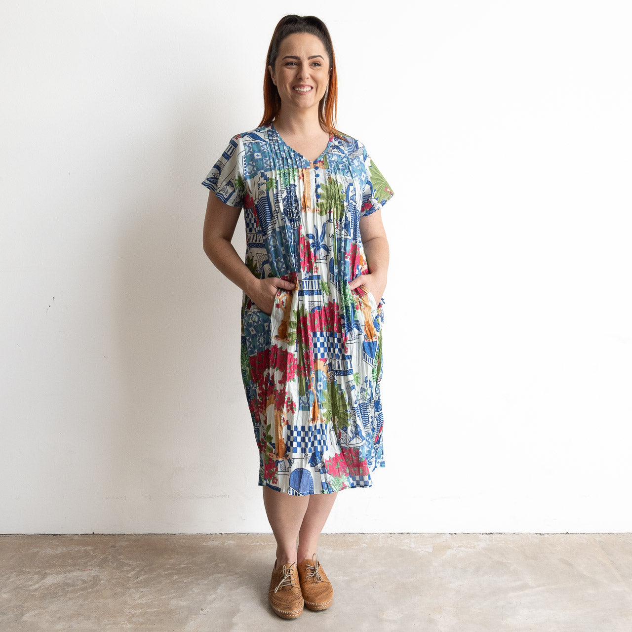 Be The Sunshine Cotton Dress - Greek Island Blue