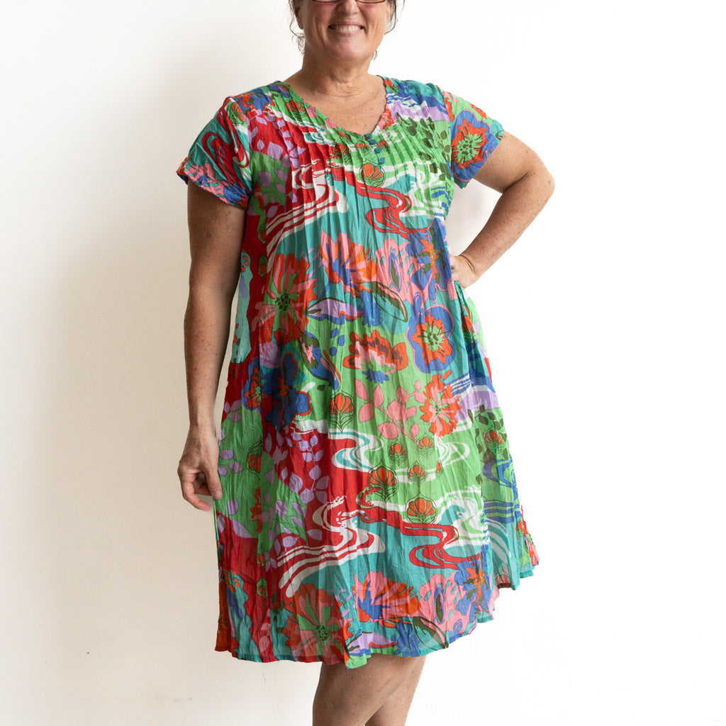 Be The Sunshine Cotton Dress - Festive Splash