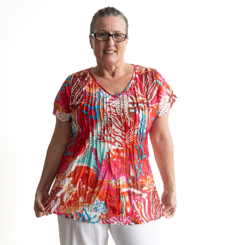 Be The Sunshine Cotton Top - Coral Reef