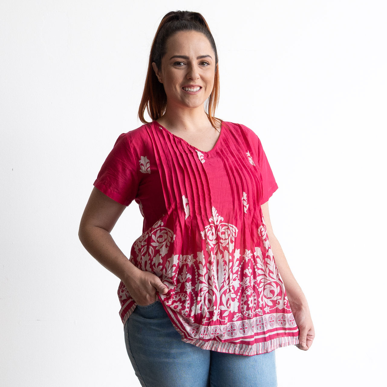 Be The Sunshine Cotton Top - Ornate Pink