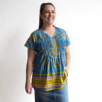 Be The Sunshine Cotton Top - Flora Border Blue