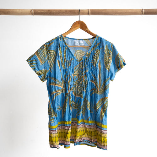 Be The Sunshine Cotton Top - Flora Border Blue