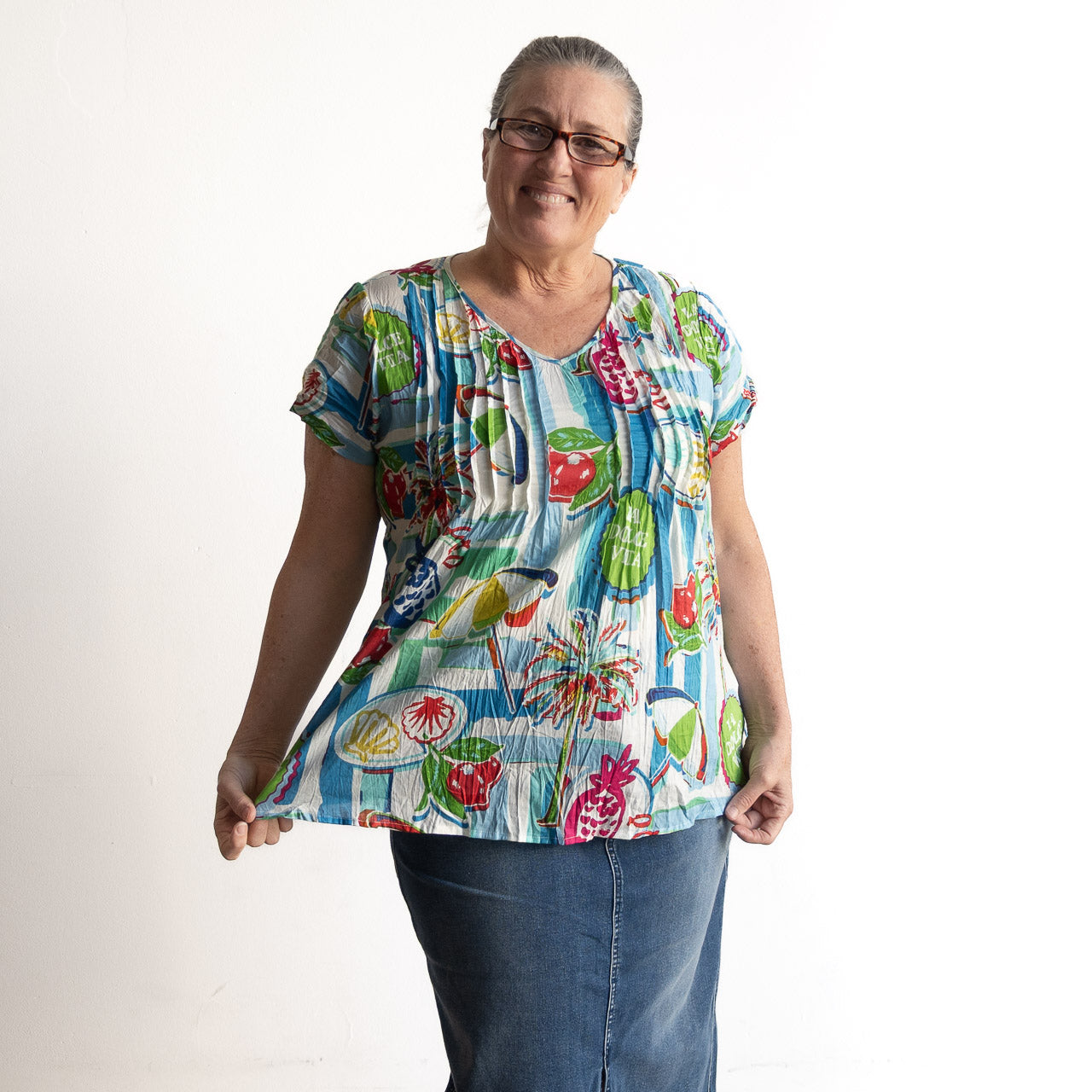 Be The Sunshine Cotton Top - La Dolce Tropical Blue