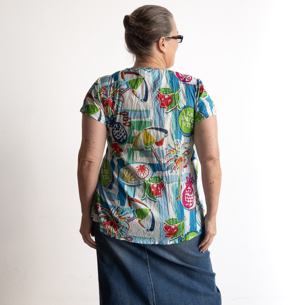 Be The Sunshine Cotton Top - La Dolce Tropical Blue