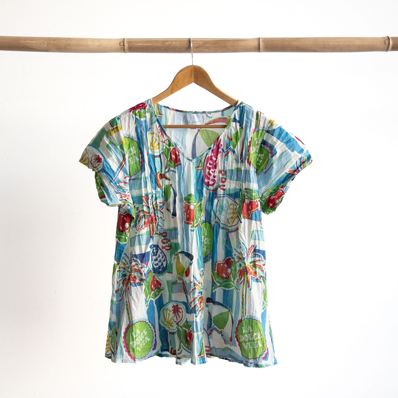 Be The Sunshine Cotton Top - La Dolce Tropical Blue