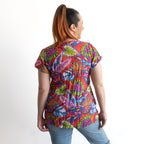 Be The Sunshine Cotton Top- Summer Leaves Pink