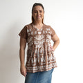 Be The Sunshine Cotton Top - Tribal Border Mocha