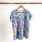Be The Sunshine Cotton Top - Tropical Blocks Blue