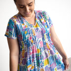 Be The Sunshine Cotton Top - Tropical Blocks Blue