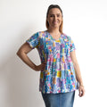 Be The Sunshine Cotton Top - Tropical Blocks Blue