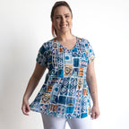 Be The Sunshine Cotton Top - Water Block Blue