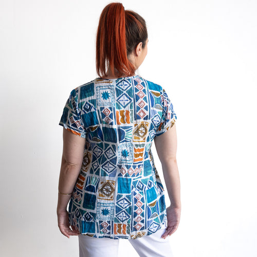 Be The Sunshine Cotton Top - Water Block Blue