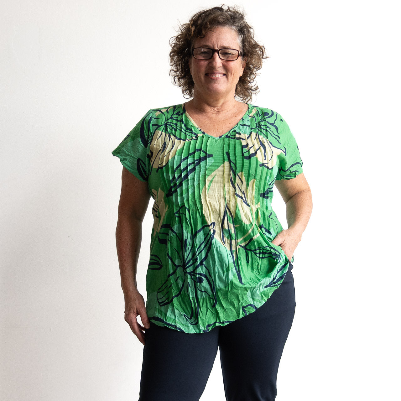 Be The Sunshine Cotton Top - Tigerlily Green