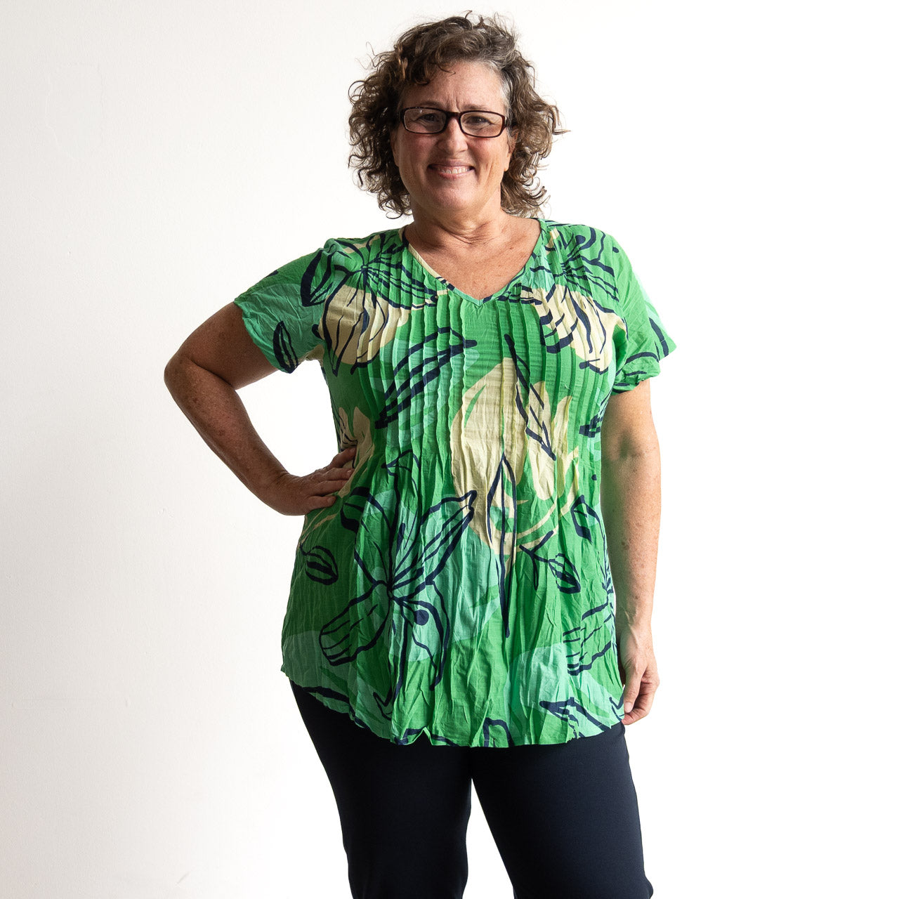 Be The Sunshine Cotton Top - Tigerlily Green