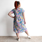 Be The Sunshine Cotton Twist Dress - Tropical Blocks Blue