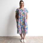 Be The Sunshine Cotton Twist Dress - Tropical Blocks Blue
