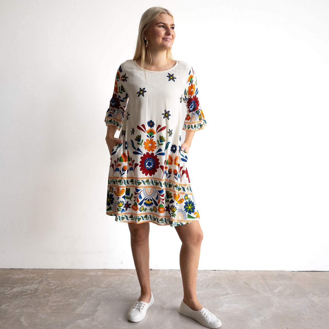 Bell Sleeve Shift Dress - Pellion - 40335