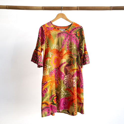 Bell Sleeve Shift Dress - Tahiti - 61071