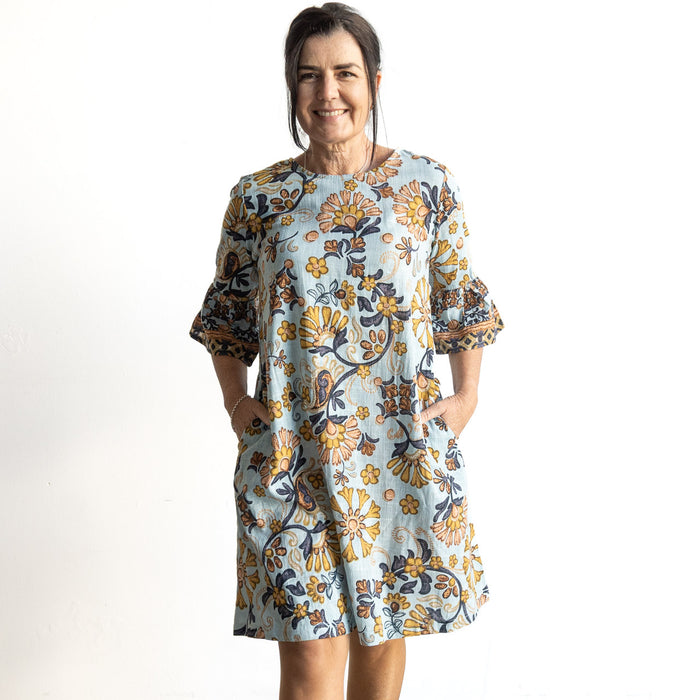 Bell Sleeve Shift Dress by Orientique Australia - Macieo - 61735