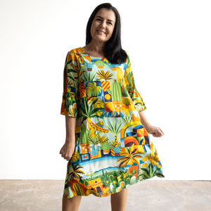 Bell Sleeve Shift Dress by Orientique Australia - Guatemala - 30170