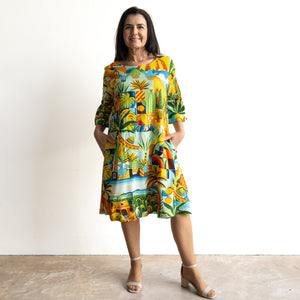 Bell Sleeve Shift Dress by Orientique Australia - Guatemala - 30170