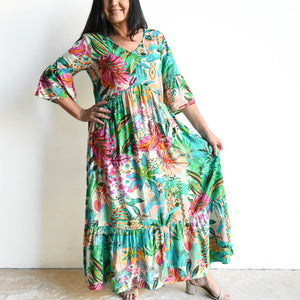 Bell Sleeve Maxi Dress by Orientique Australia - Hanalei - 9197