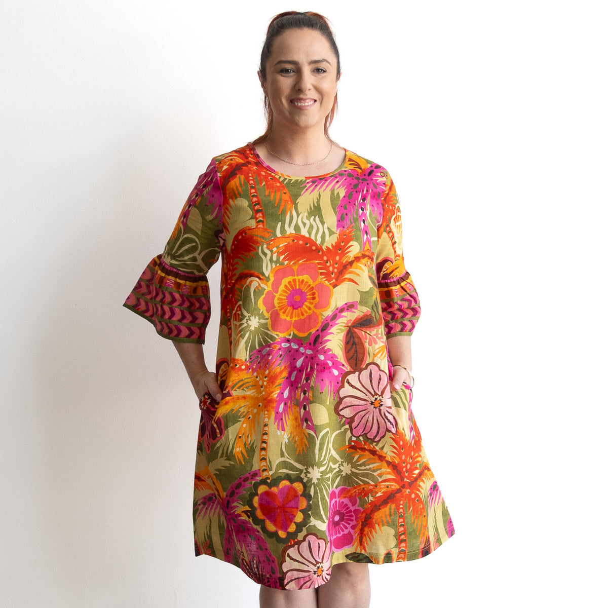 Bell Sleeve Shift Dress - Tahiti - 61071