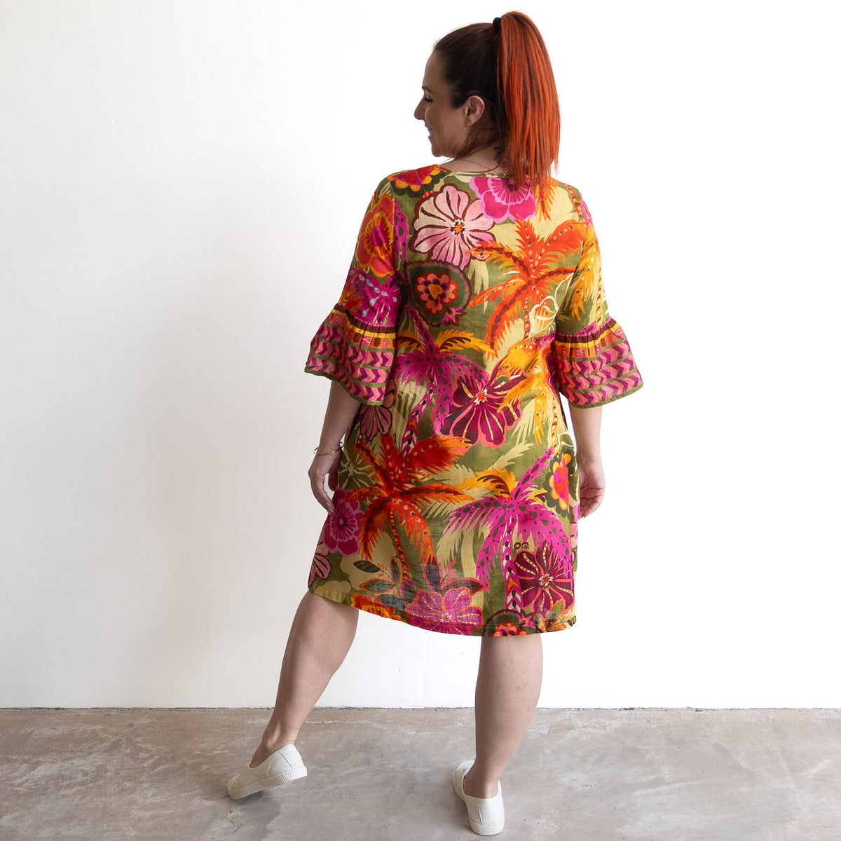 Bell Sleeve Shift Dress - Tahiti - 61071