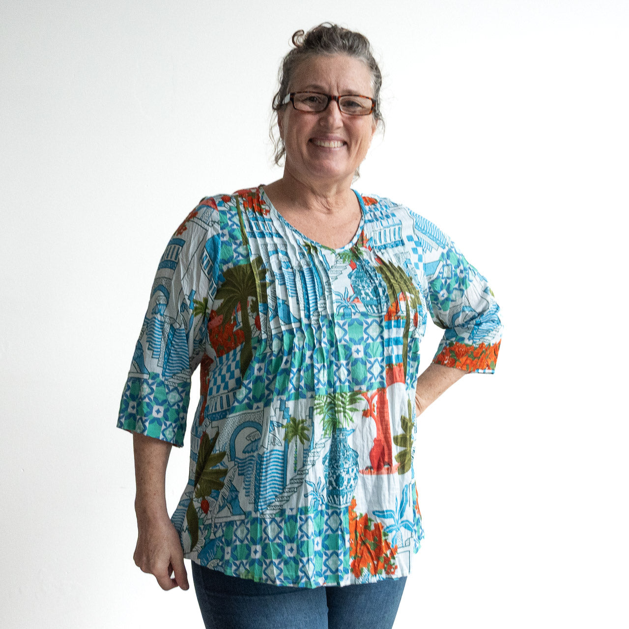 Brighter Days Cotton Top - Greek Island Aqua