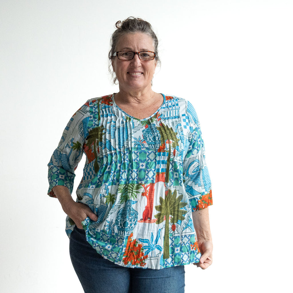Brighter Days Cotton Top - Greek Aqua