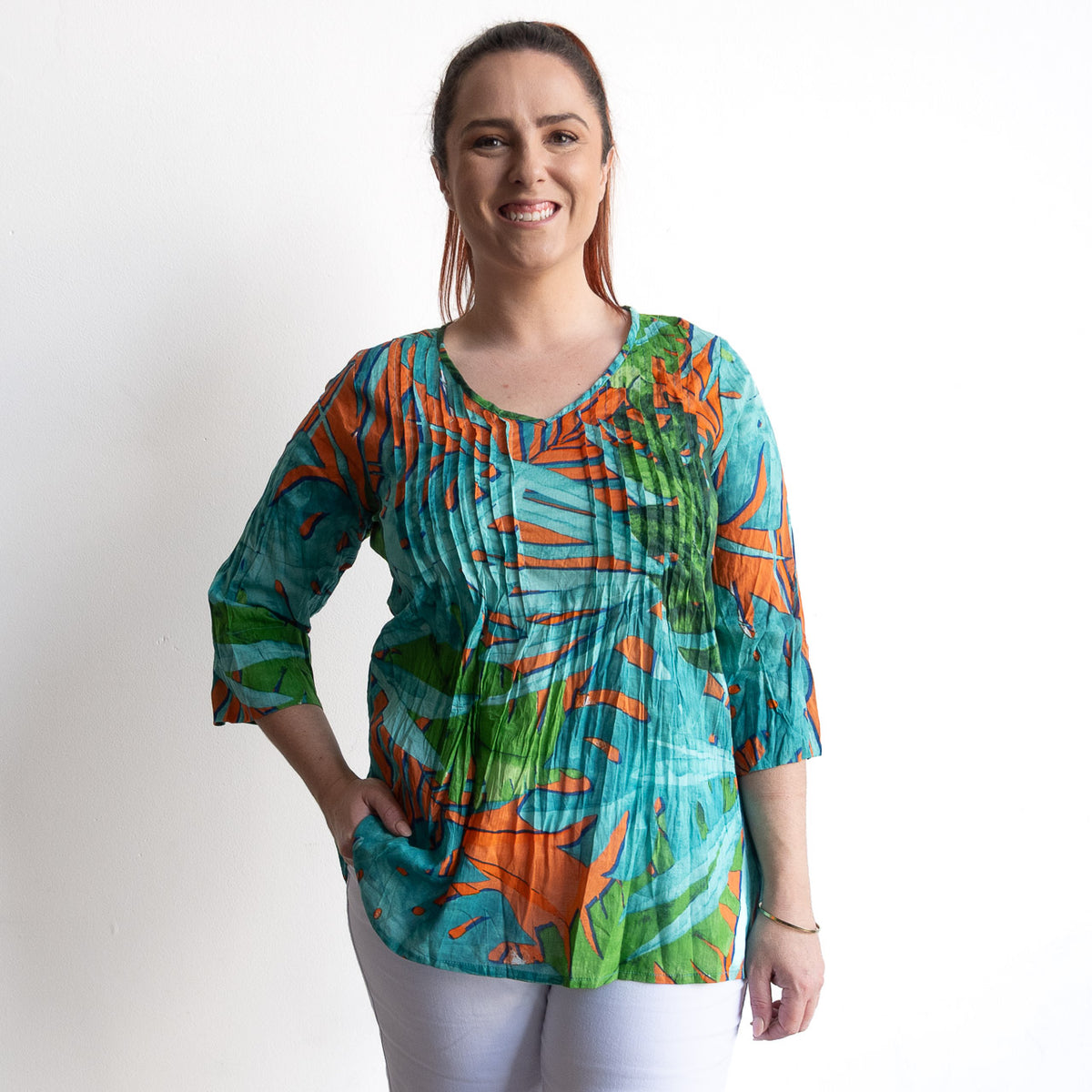 Brighter Days Cotton Top - Tropical Water Teal