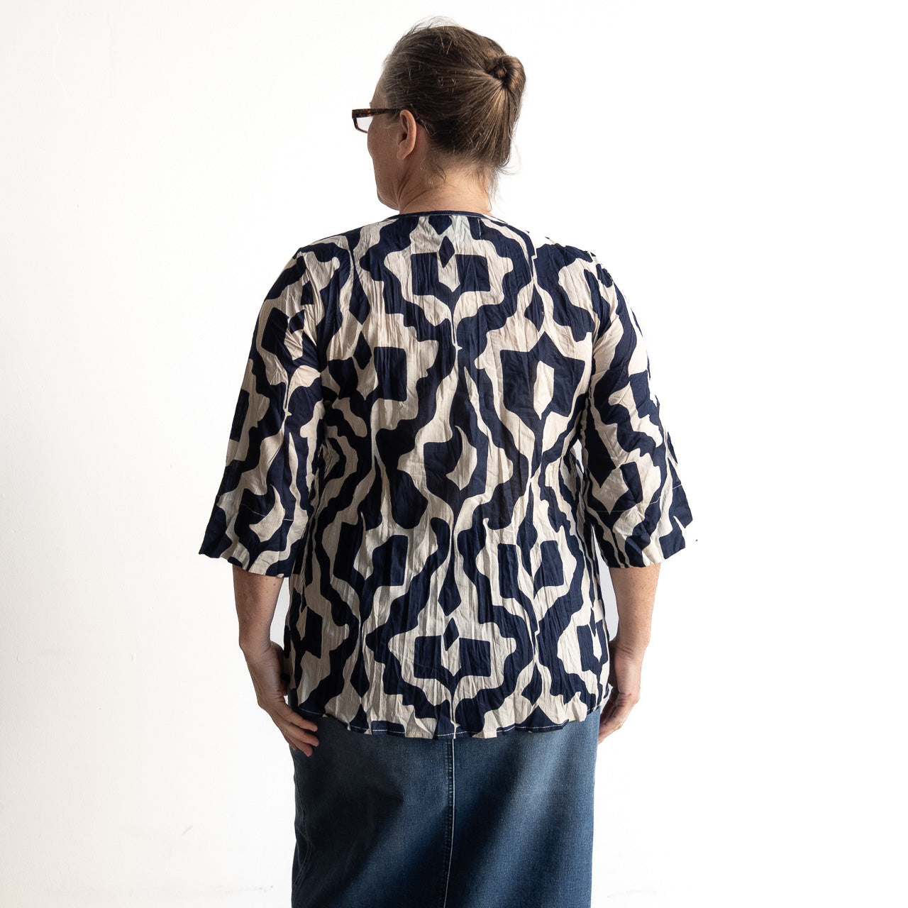 Brighter Days Cotton Top - Bold Art Navy
