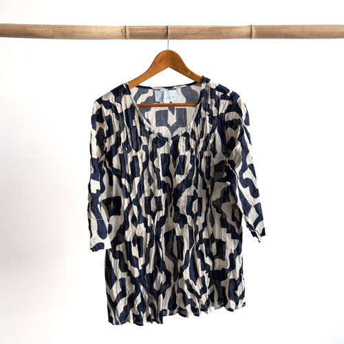 Brighter Days Cotton Top - Bold Art Navy