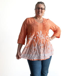 Brighter Days Cotton Top - Palm Silhouette Coral