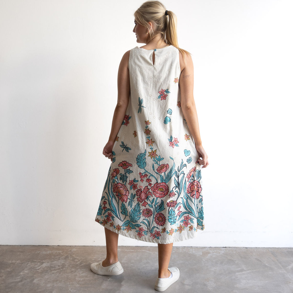 Broderie Midi Shift Dress - Rothschild - 81010