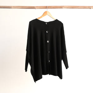Button-Back Cotton Knit Sweater