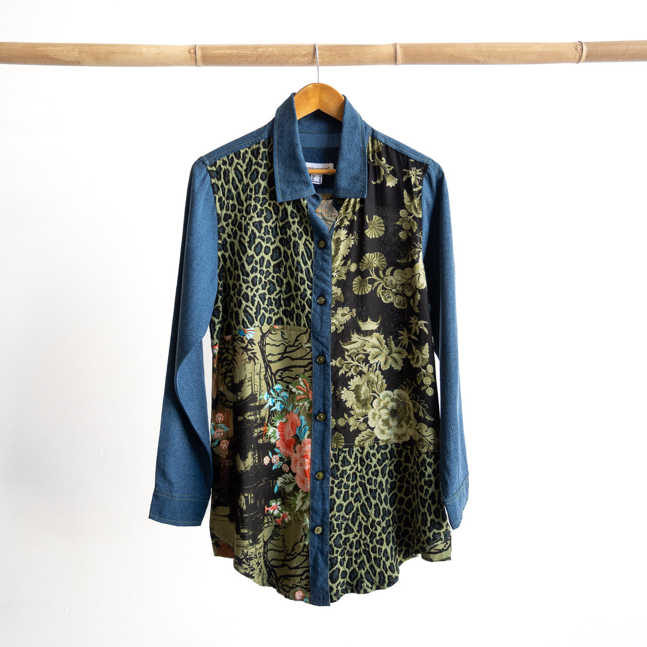 Chambray Pocket Shirt Blouse by Orientique - Keqioa - 62808