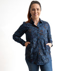 Chambray Pocket Shirt Blouse by Orientique - Tabriz - 23117