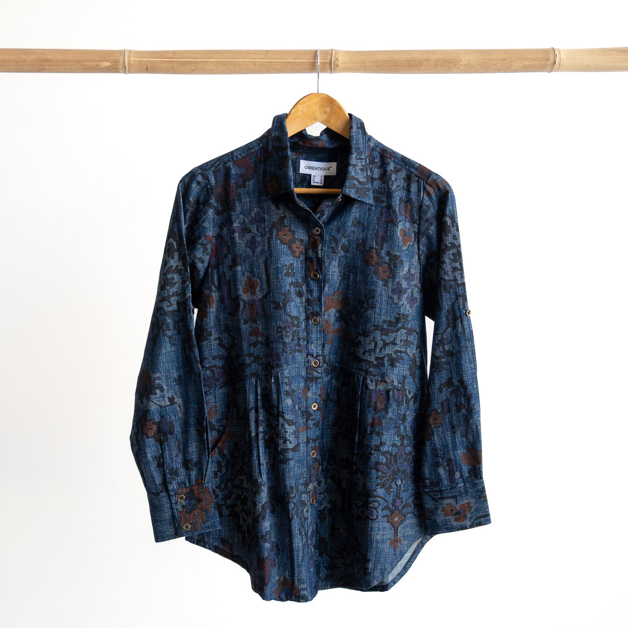 Chambray Pocket Shirt Blouse by Orientique - Tabriz - 23117