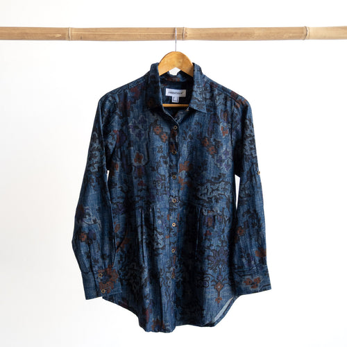 Chambray Pocket Shirt Blouse by Orientique - Tabriz - 23117