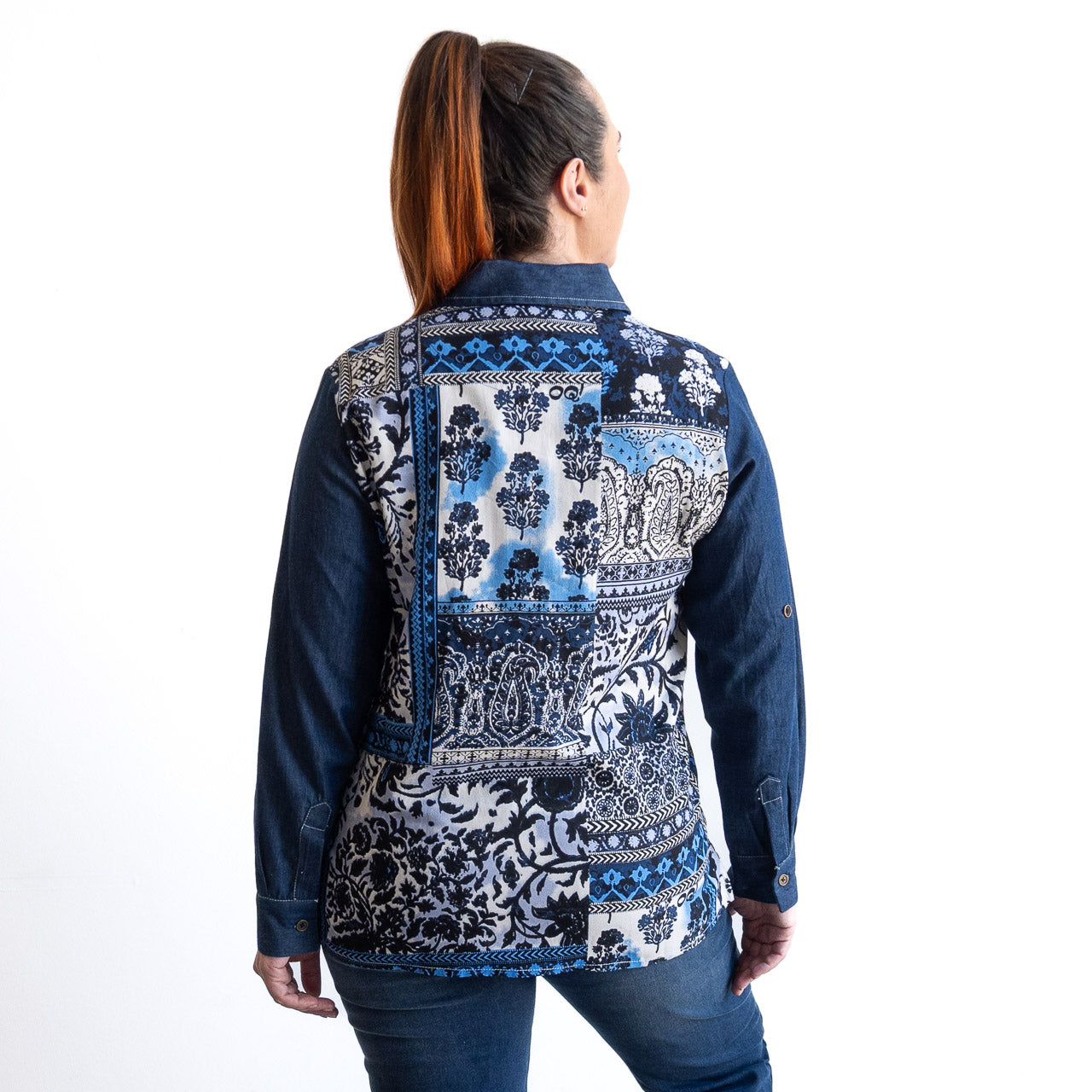 Chambray Shirt Blouse by Orientique - Bhadoi - 92145