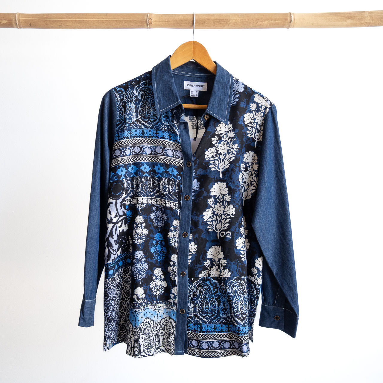 Chambray Shirt Blouse by Orientique - Bhadoi - 92145