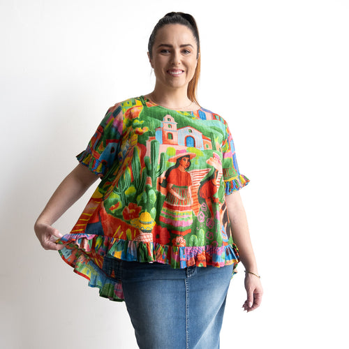 Chic Ruffle Hem Blouse - Citadelle - 1356