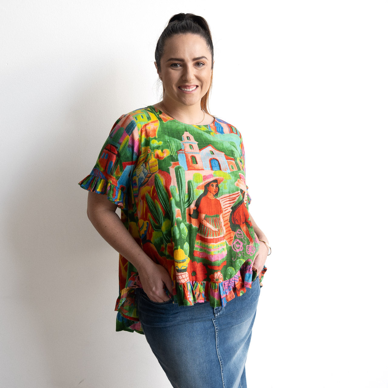 Chic Ruffle Hem Blouse - Citadelle - 1356